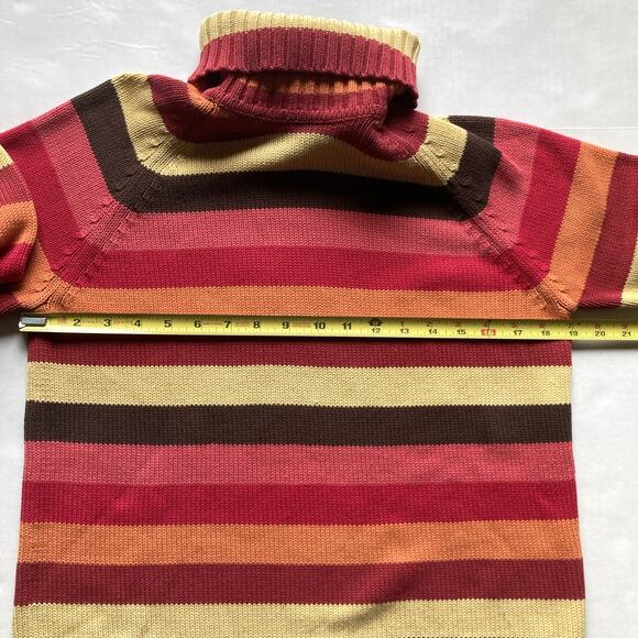 Vintage Jeanne Pierre Turtleneck Sweater Womens Medium Multi Striped Y2K - Picture 5 of 10